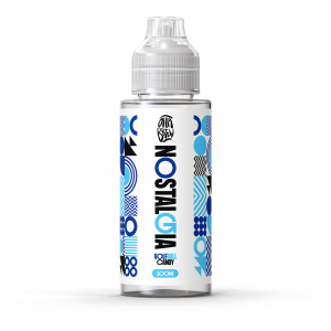 A front view of a bottle of Ohm Brew Nostalgia Golfball Candy 100ml e-liquid with a white label.